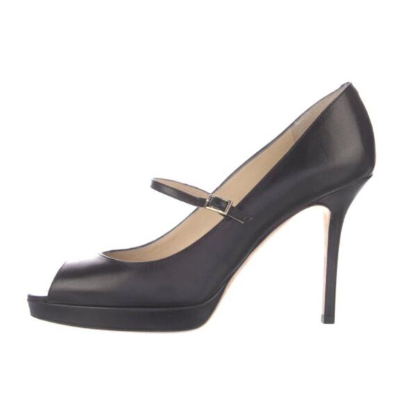 Jimmy Choo 'AMINA' Leather Platform Mary Jane Pumps Shoes, Black - Picture 2 of 9